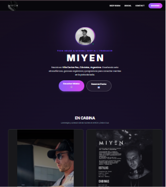 Página inicial do site da MIYEN dj